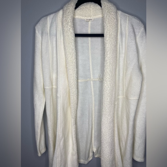 En Creme Anthropologie Sweater Ivory Open Front Knit Cardigan | M - Picture 3 of 9